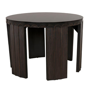 Noir Fluted Side Table, Pale with Light Brown Trim-Noir Furniture-Blue Hand Home