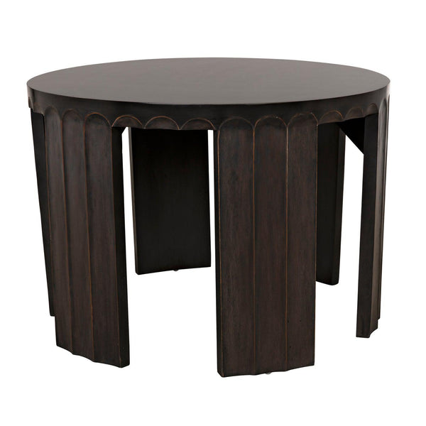 Noir Fluted Side Table, Pale with Light Brown Trim-Noir Furniture-Blue Hand Home