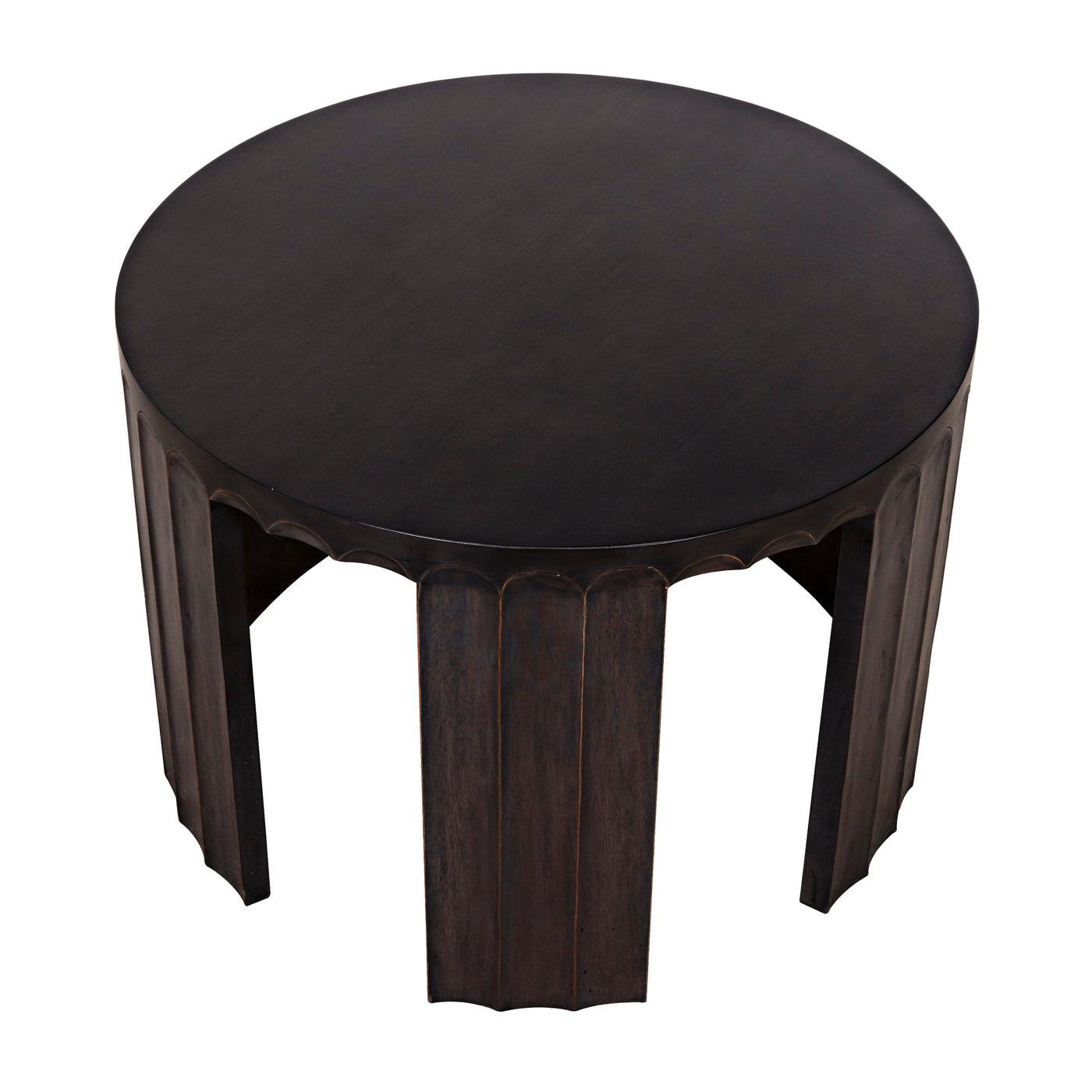 Noir Fluted Side Table, Pale with Light Brown Trim-Noir Furniture-Blue Hand Home