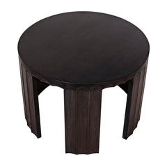 Noir Fluted Side Table, Pale with Light Brown Trim-Noir Furniture-Blue Hand Home