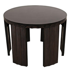 Noir Fluted Side Table, Pale with Light Brown Trim-Noir Furniture-Blue Hand Home