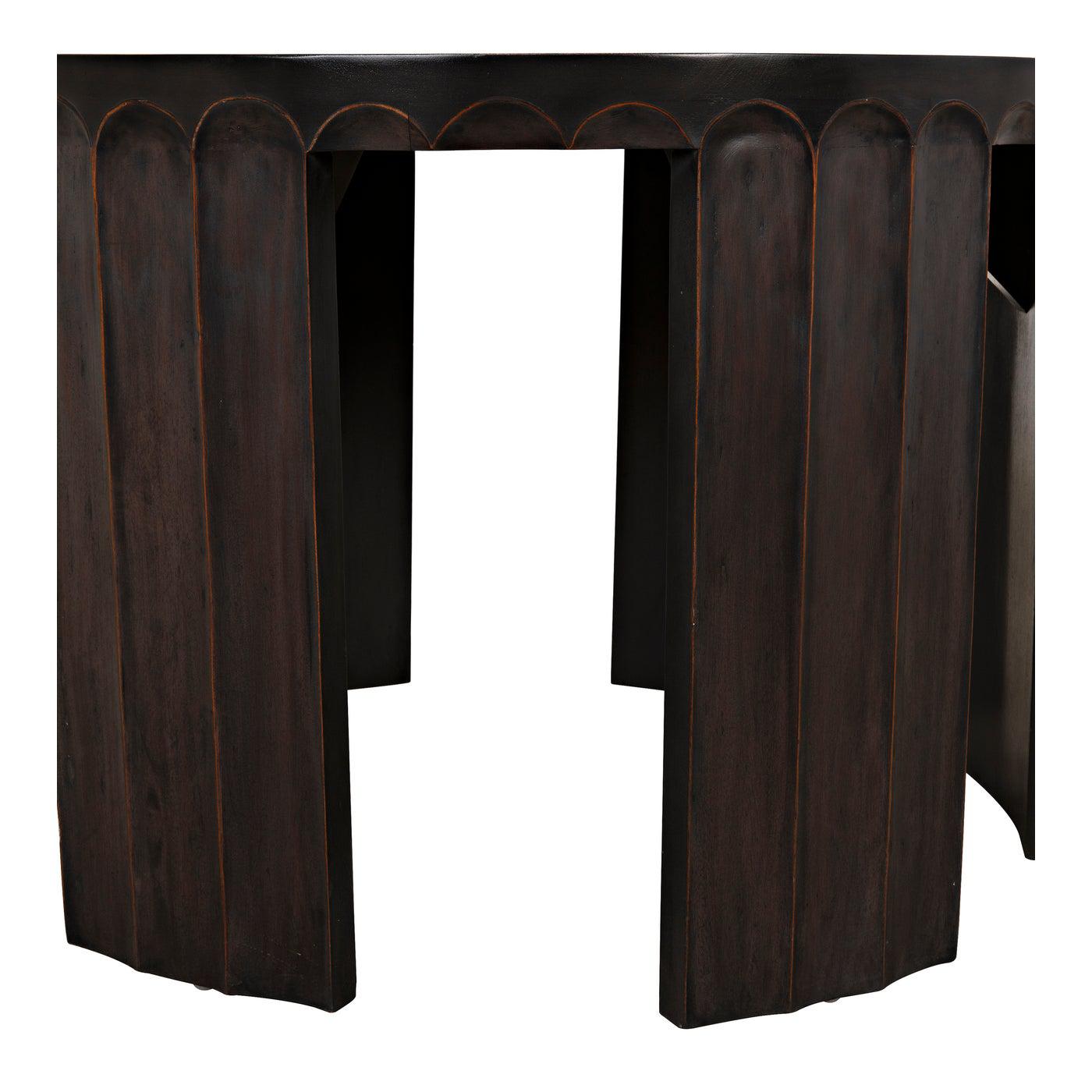 Noir Fluted Side Table, Pale with Light Brown Trim-Noir Furniture-Blue Hand Home