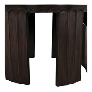 Noir Fluted Side Table, Pale with Light Brown Trim-Noir Furniture-Blue Hand Home
