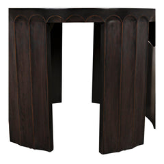 Noir Fluted Side Table, Pale with Light Brown Trim-Noir Furniture-Blue Hand Home