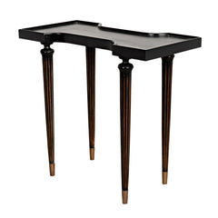 Noir Taylor Side Table, Hand Rubbed Black with Light Brown Trim-Noir Furniture-Blue Hand Home