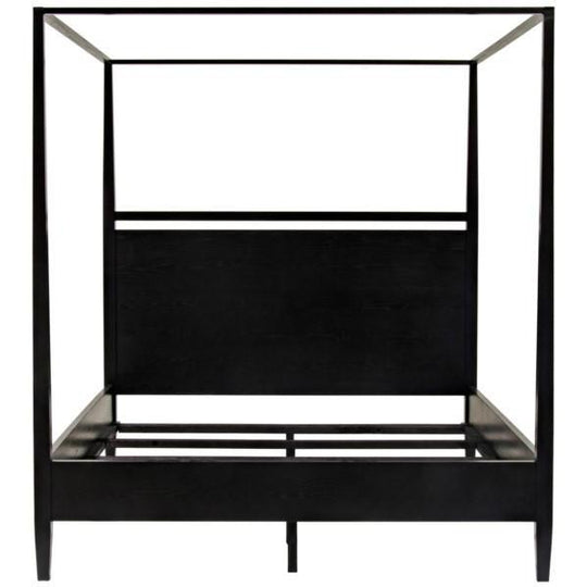 Reclaimed washed oak modern 4-poster bed, queen
