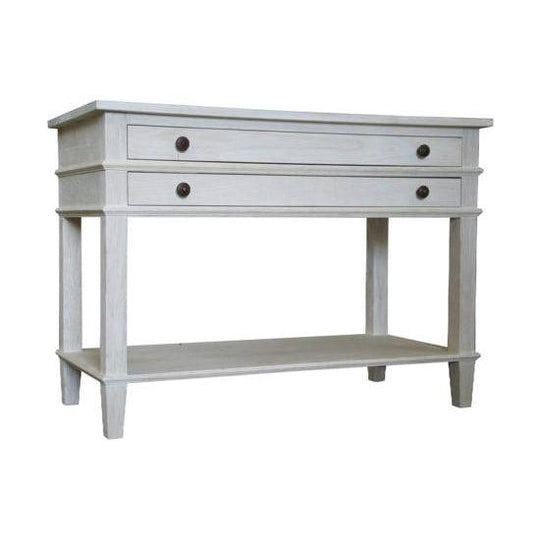 Reclaimed washed oak 2-drawer nighstand, 1 shelf