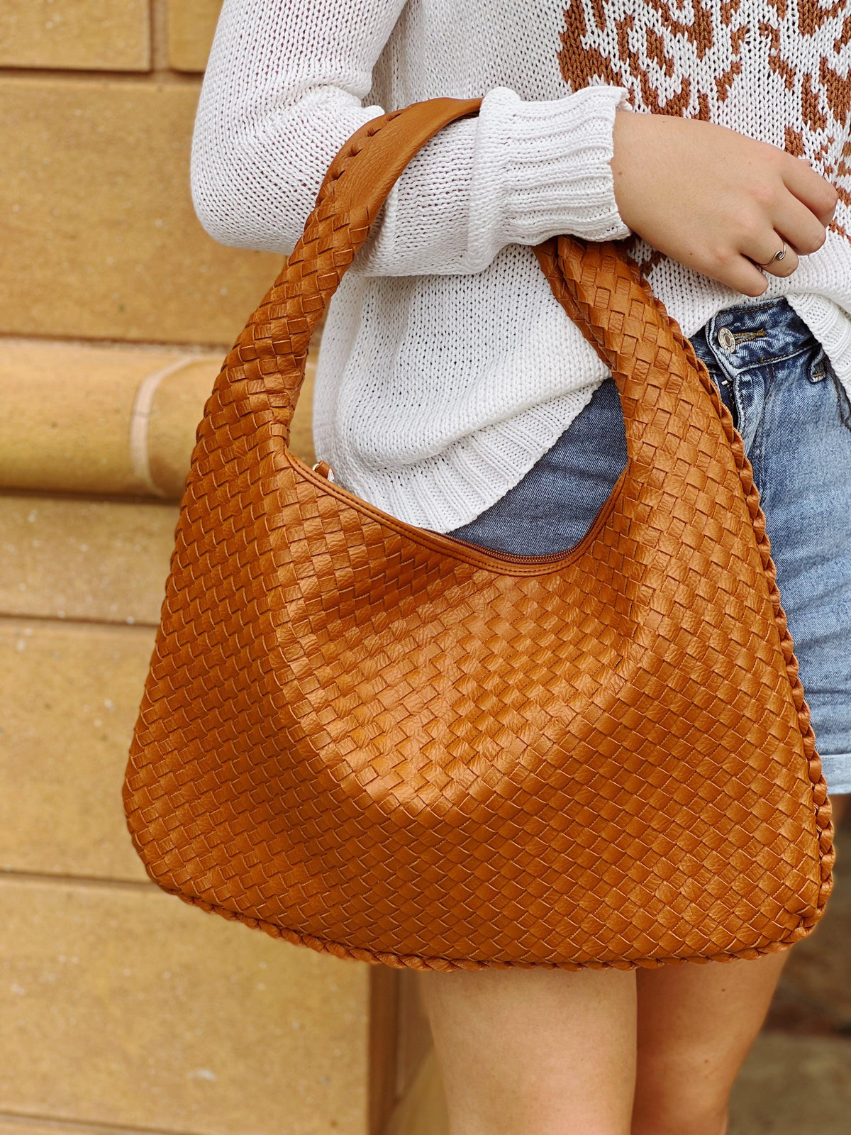 Woven Zipper Bag-Cthru Purses-Blue Hand Home