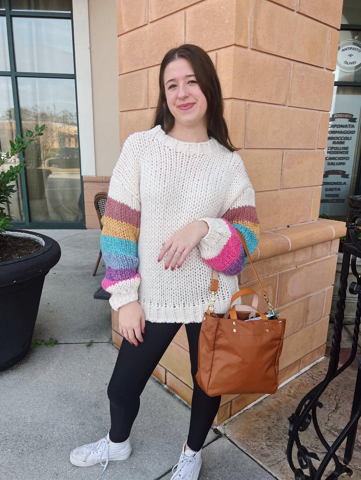 Handmade Rainbow Sleeves Pullover-Bluivy-Blue Hand Home