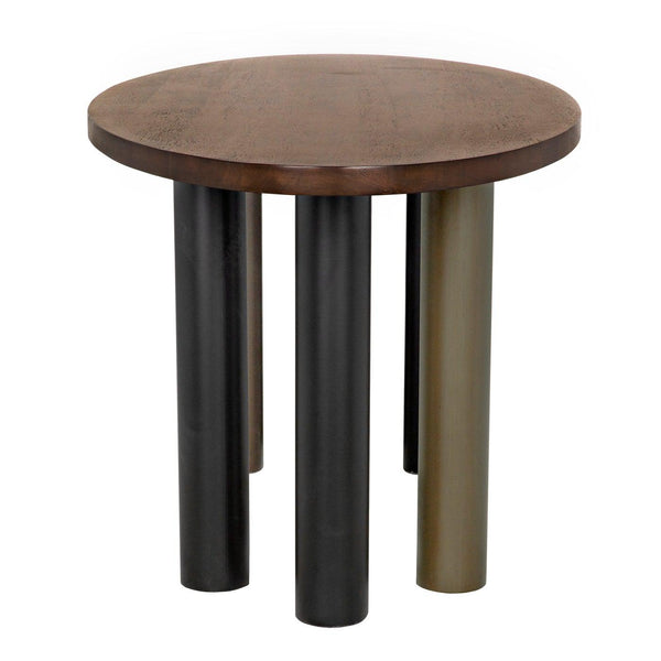 Journal Oval Dining Table, Dark Walnut with Black & Aged Brass Steel Base-Noir Furniture-Blue Hand Home