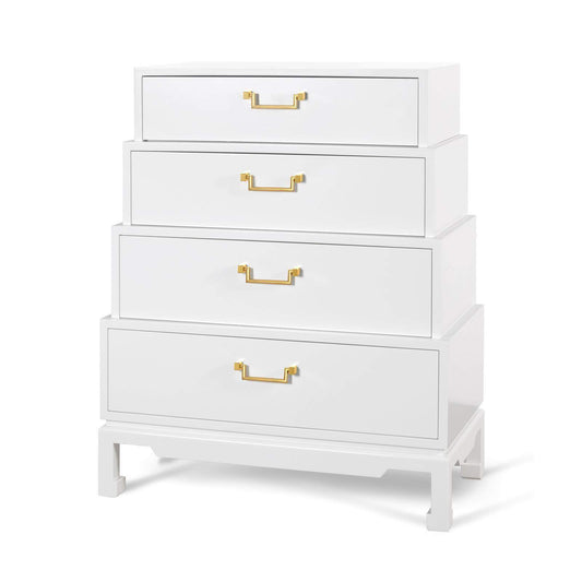 Villa & House - Jasmine Tall 4-Drawer In White-Bungalow 5-Blue Hand Home