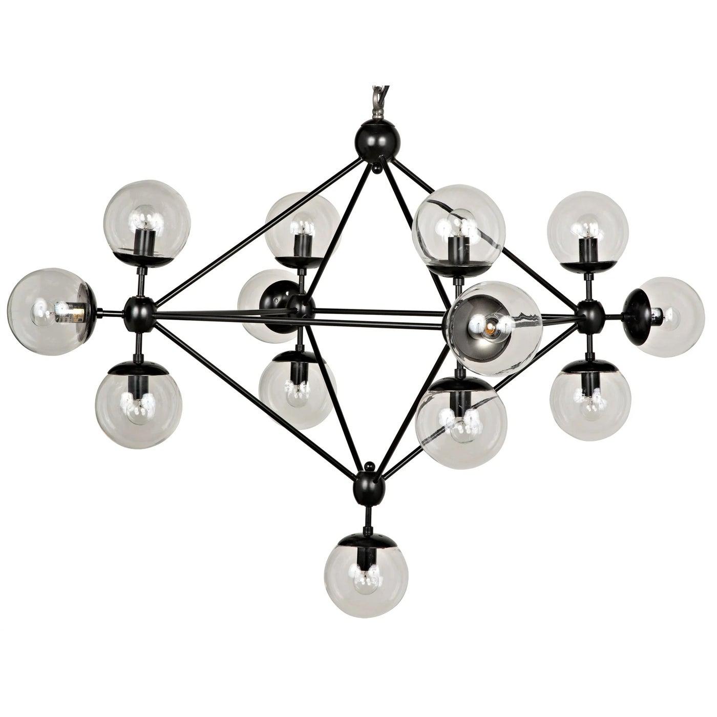 Pluto Chandelier, Small, Black Steel