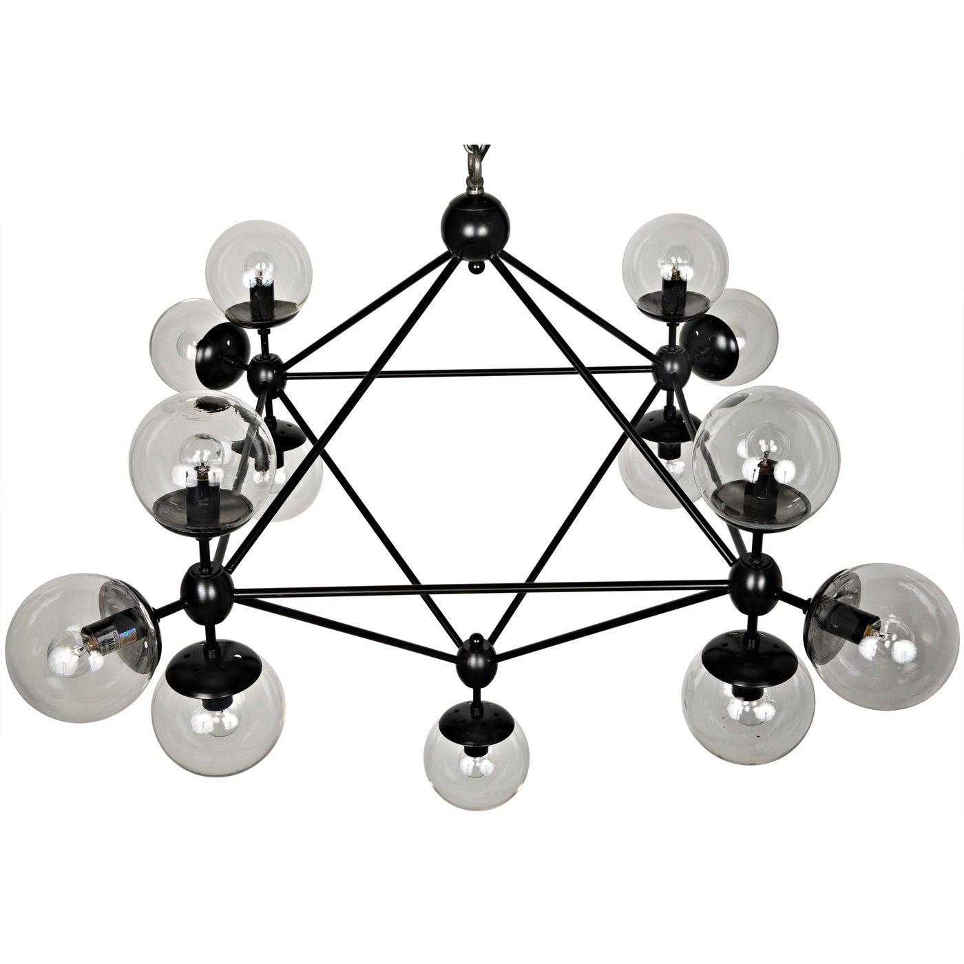 Pluto Chandelier, Small, Black Steel