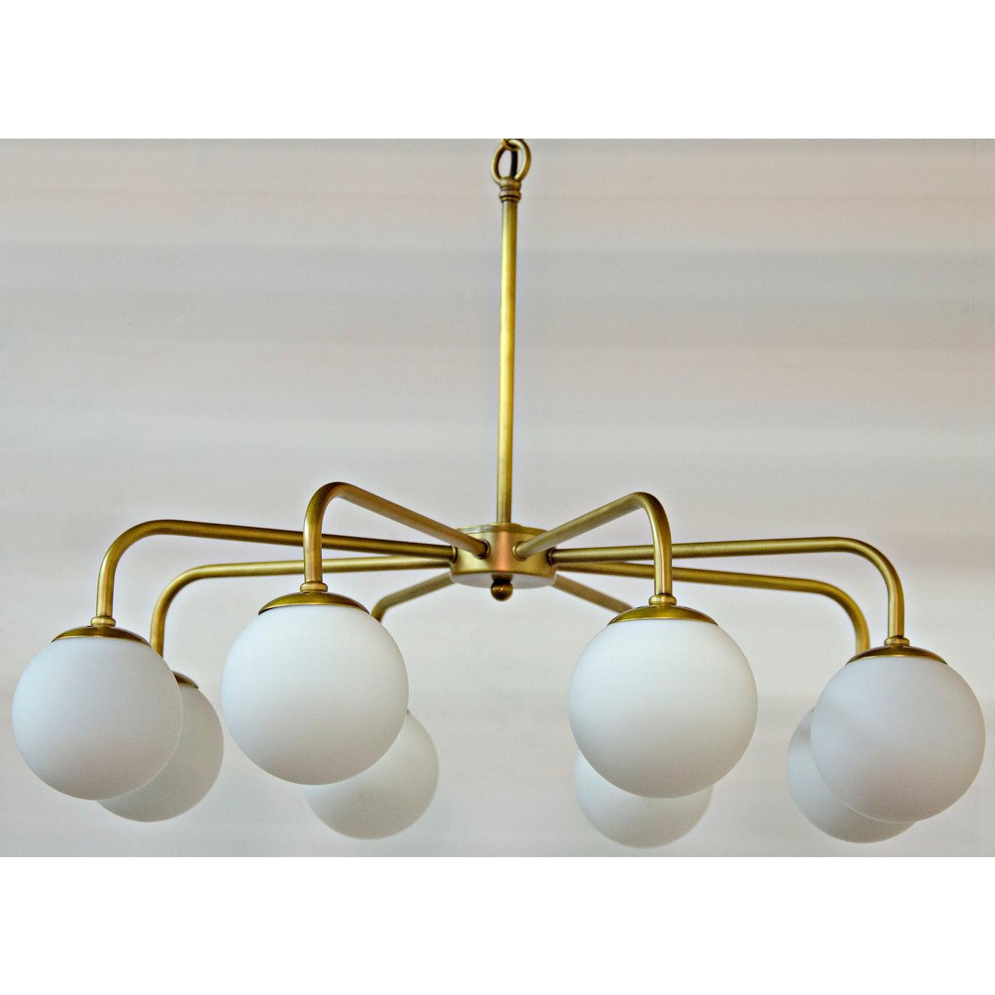 Larenta Chandelier, Antique Brass and Glass