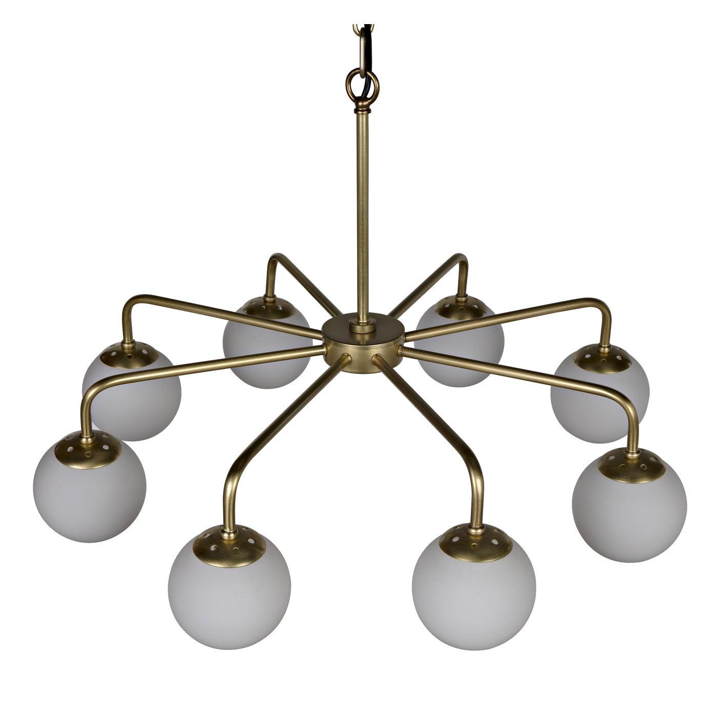 Larenta Chandelier, Antique Brass and Glass