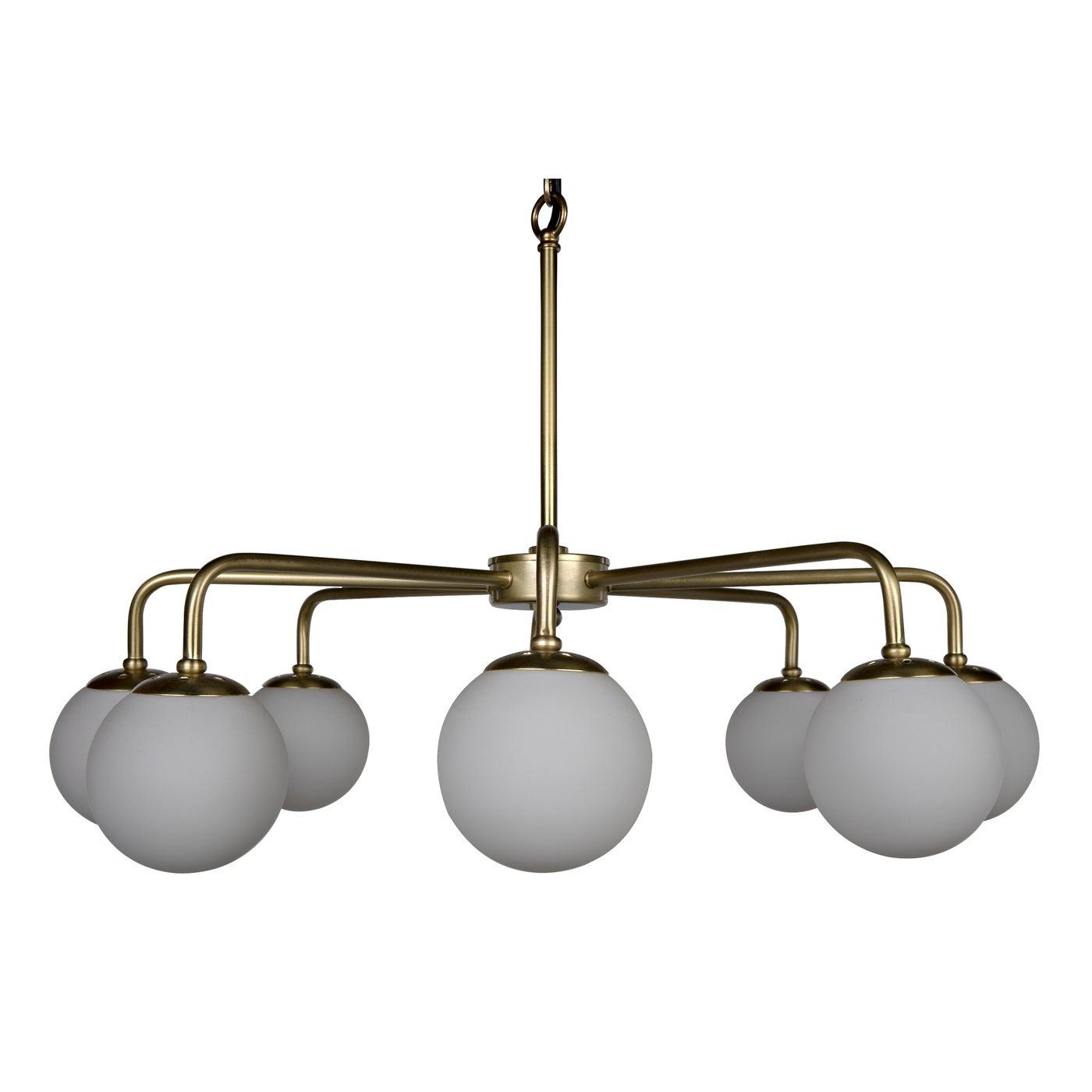 Larenta Chandelier, Antique Brass and Glass