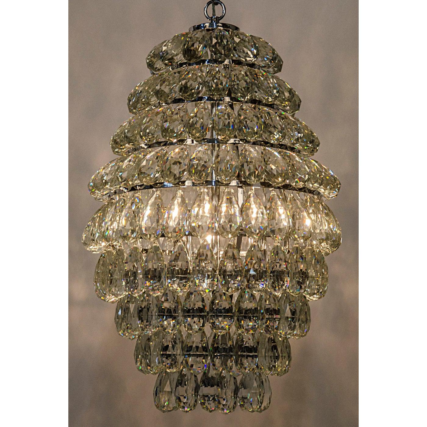 Illumination Chandelier, Chrome Finish and Glass-Noir Furniture-Blue Hand Home