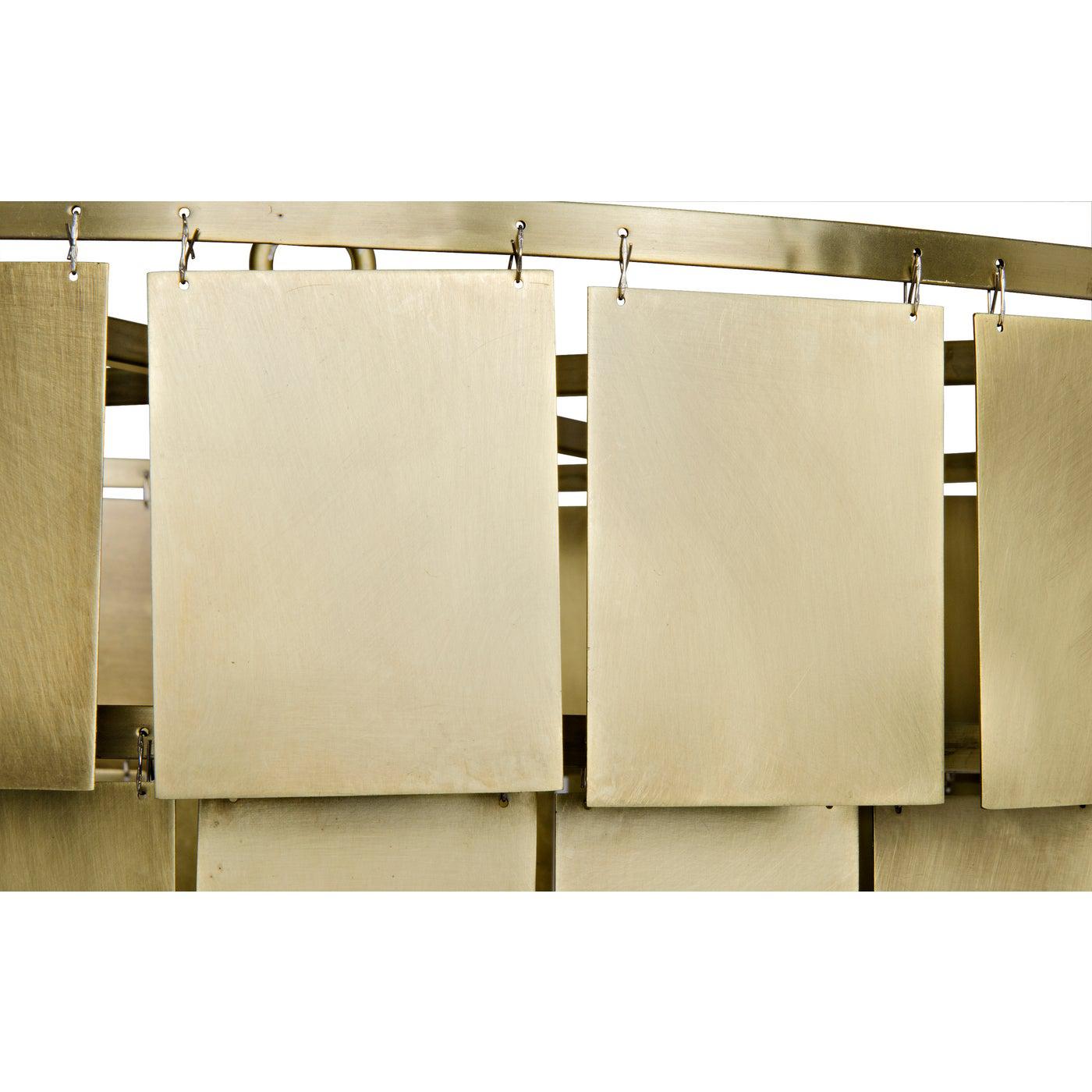 Shield Chandelier, Metal with Brass Finish