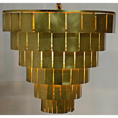 Shield Chandelier, Metal with Brass Finish