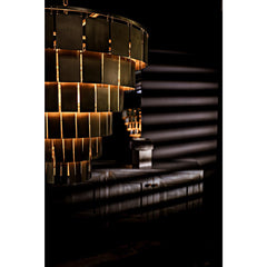 Shield Chandelier, Metal with Brass Finish