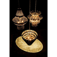 Shield Chandelier, Metal with Brass Finish