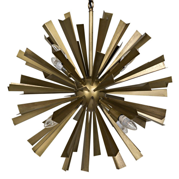 Bero Chandelier, Metal with Brass Finish-Noir Furniture-Blue Hand Home