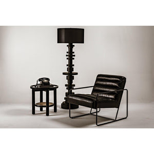 Wilton Floor Lamp with Shade, Black Steel-Noir Furniture-Blue Hand Home