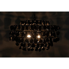 Vulcan Chandelier, Black Steel with Black Glass