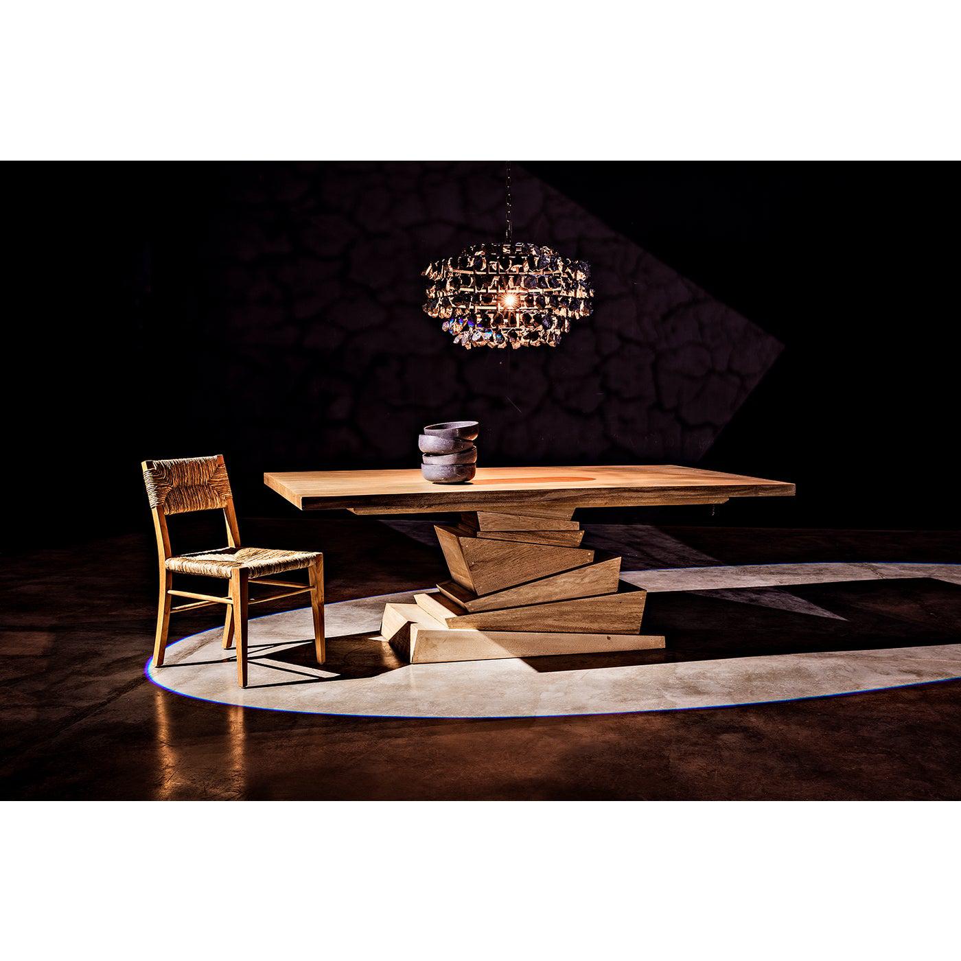 Vulcan Chandelier, Black Steel with Black Glass