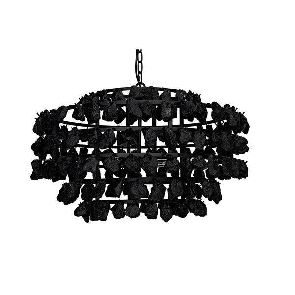 Vulcan Chandelier, Black Steel with Black Glass-Noir Furniture-Blue Hand Home