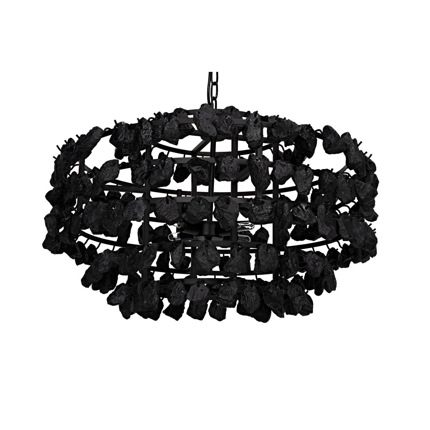 Vulcan Chandelier, Black Steel with Black Glass