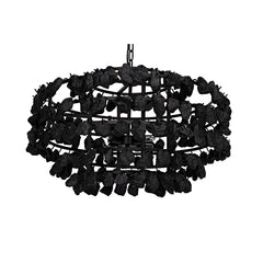 Vulcan Chandelier, Black Steel with Black Glass