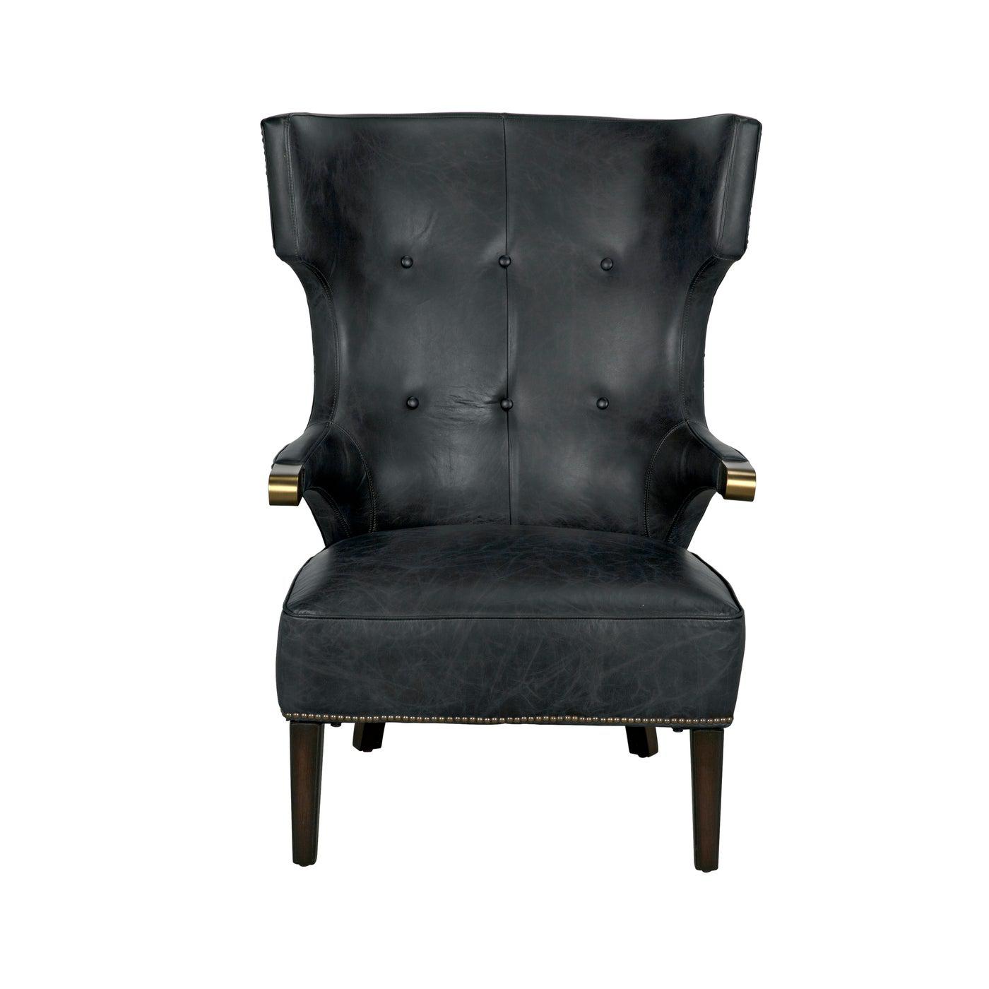 Noir Heracles Chair, Leather-Noir Furniture-Blue Hand Home