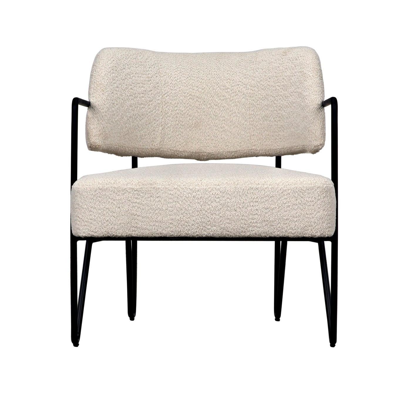 Noir Zeus Chair, Metal and Boucle Fabric-Noir Furniture-Blue Hand Home