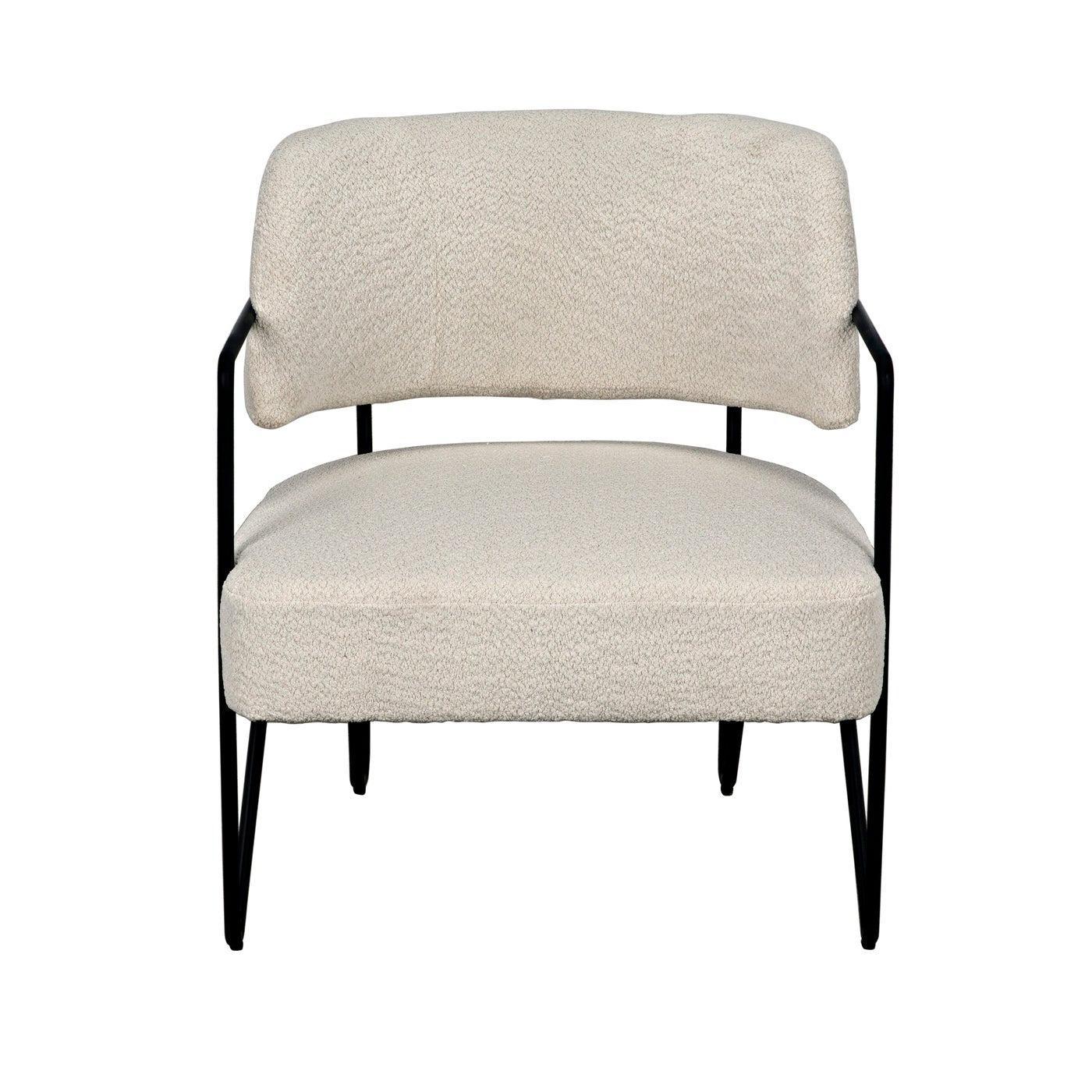 Noir Zeus Chair, Metal and Boucle Fabric-Noir Furniture-Blue Hand Home
