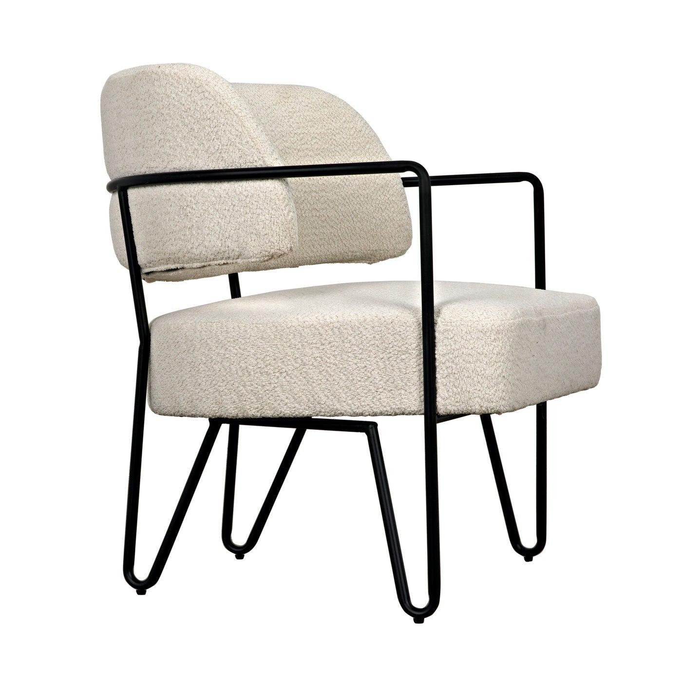 Noir Zeus Chair, Metal and Boucle Fabric-Noir Furniture-Blue Hand Home