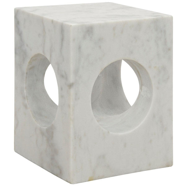 Noir Furniture Merlin Side Table, White Stone-Noir Furniture-Blue Hand Home