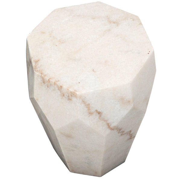 Noir Furniture Monolith Side Table, White Stone-Noir Furniture-Blue Hand Home