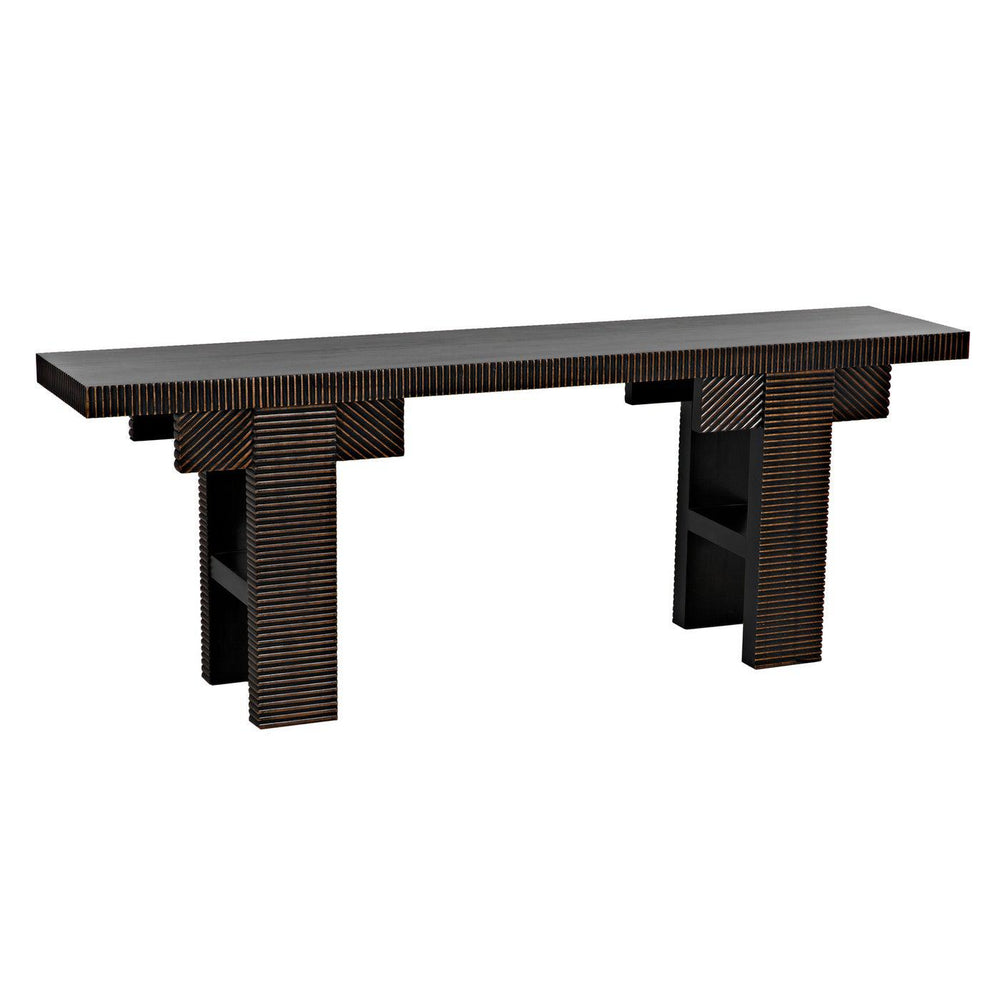 Nabu Console, Hand Rubbed Black with Light Brown Trim-Noir Furniture-Blue Hand Home