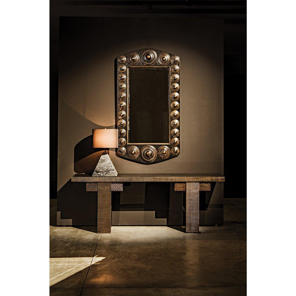 Nanna Mirror, Hand Rubbed Black with Light Brown Trim-Noir Furniture-Blue Hand Home