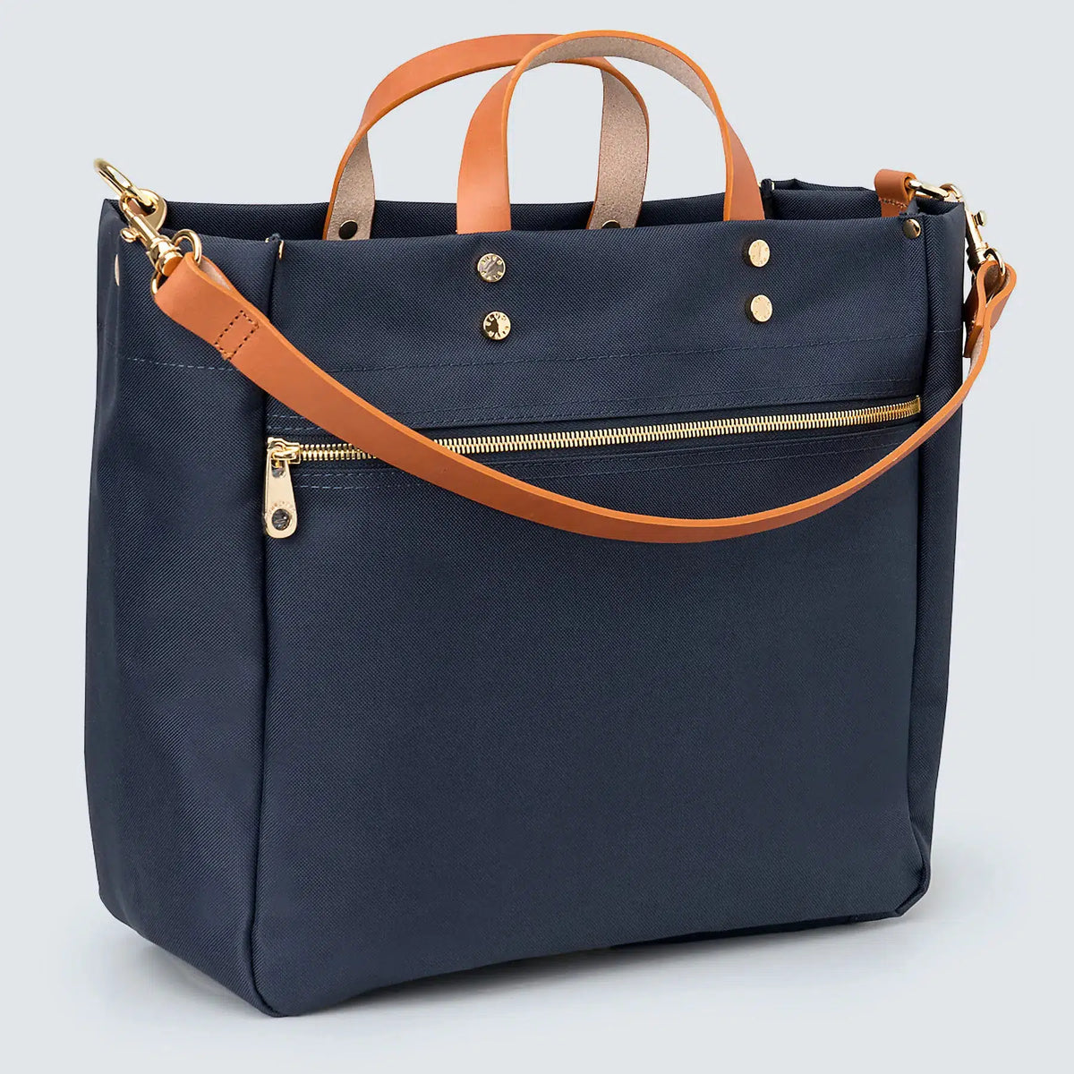 Joey Navy Nylon Tote with Leather Accents