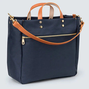 Joey Navy Nylon Tote with Leather Accents-Blue Hand Home