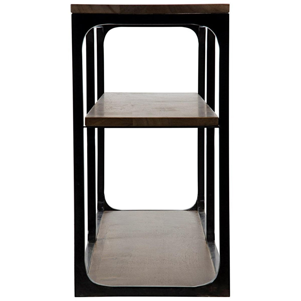 Noir Furniture Large Novie Console with Black Metal, Walnut-Noir Furniture-Blue Hand Home
