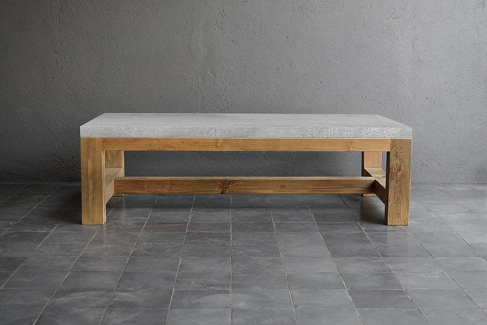 Outdoor Cocktail Table (teak + Concrete)-Organic Restoration-Blue Hand Home