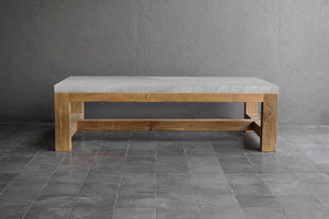 Outdoor Cocktail Table (teak + Concrete)-Organic Restoration-Blue Hand Home
