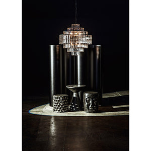Pedestal Side Table, Black Fiber Cement-Noir Furniture-Blue Hand Home