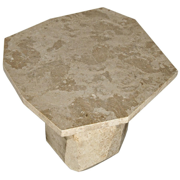Noir Furniture Polyhedron Side Table, White Marble-Noir Furniture-Blue Hand Home