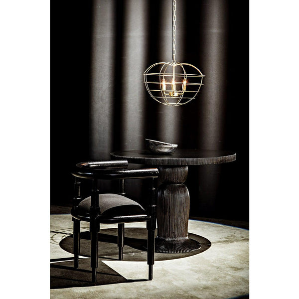 Noir Portobello Dining Table, Hand Rubbed Black with Light Brown Trim-Noir Furniture-Blue Hand Home