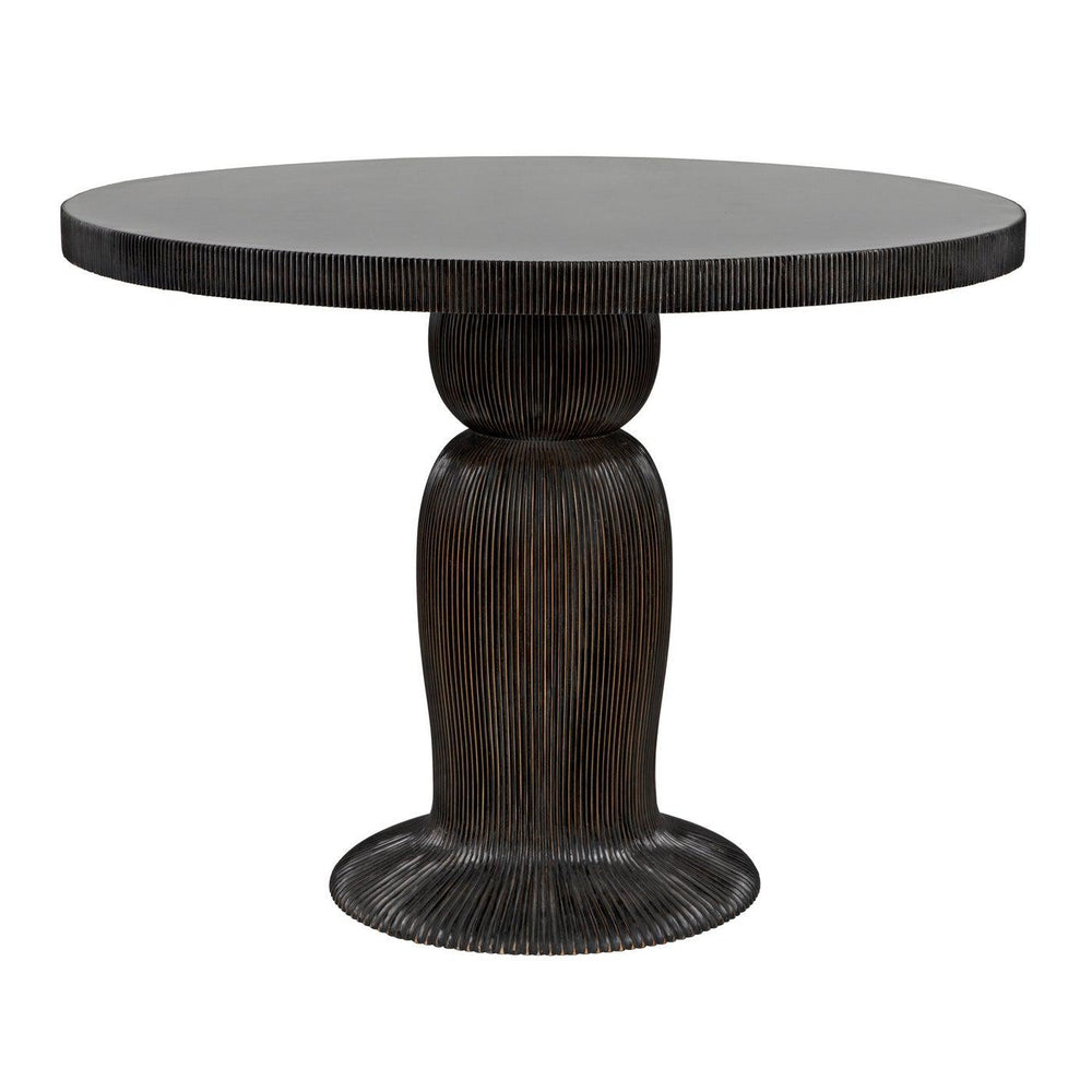 Noir Portobello Dining Table, Hand Rubbed Black with Light Brown Trim-Noir Furniture-Blue Hand Home
