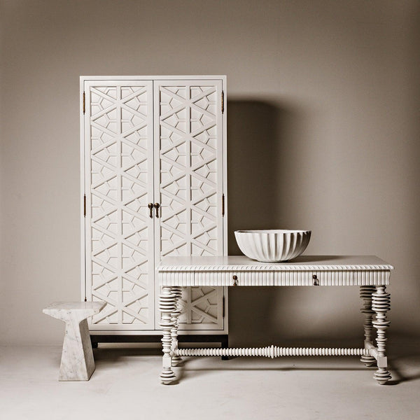 Portuguese Desk, Small, Solid White-Noir Furniture-Blue Hand Home